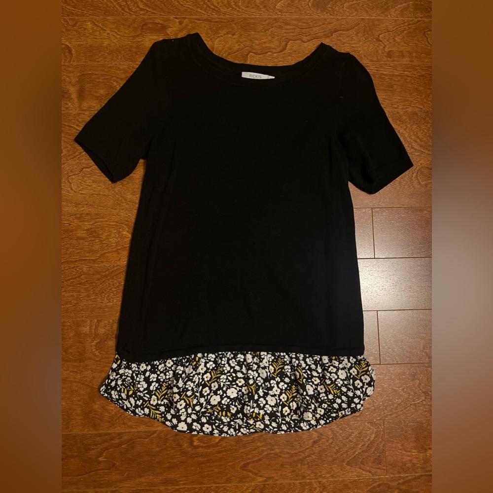 Sweater with floral peek a boo shirt
